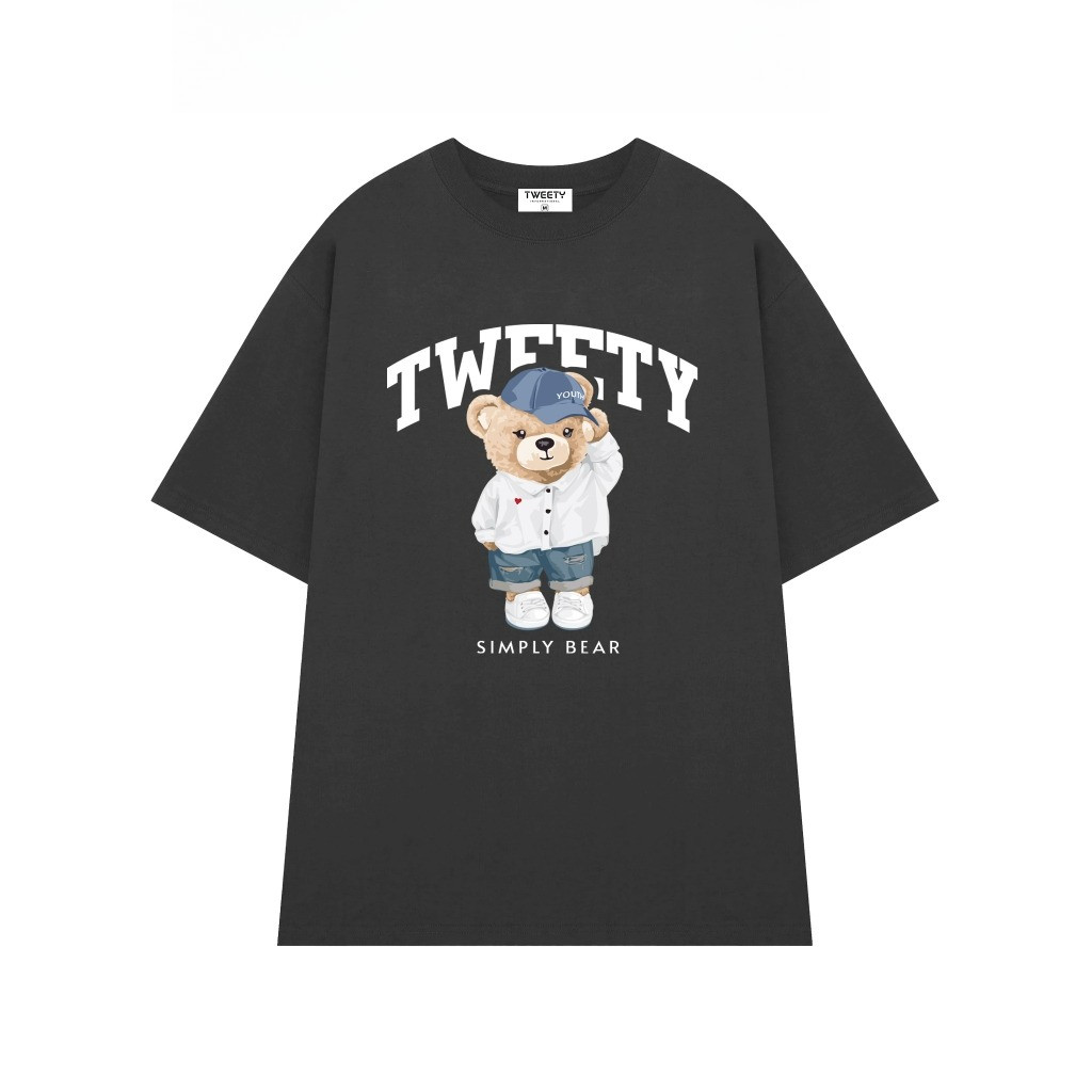 （Giao hàng 24h）Angela Áo Thun Nam Nữ Local Brand Tweety Simply Bear Unisex Premium Cotton 220GSM#1