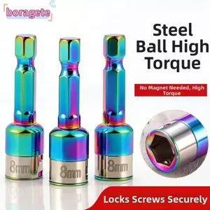 BORAGETE 1 / 5 Cái Tay tuốc nơ vít khí nén, Ổ cắm đầy màu sắc 8mm loại kẹp, Ổ cắm chuôi lục giác chống mài mòn đa năng Độ cứng cao không từ tính cho tuốc nơ vít khí nén