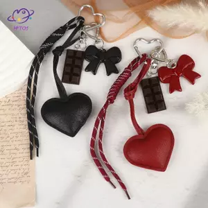 HFTOY Thời Trang Retro Nơ Túi Trái Tim Quyến Rũ Y2K Ins Phong Cách Dệt Dây Móc Khóa Mặt Dây Chuyền Nữ Tính Hợp Thời Trang Móc Chìa Khóa Ô Tô Quà Tặng ~