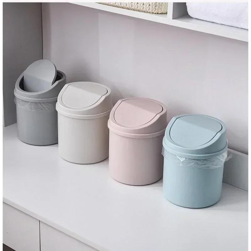 Thùng rác mini có nắp để bàn, phụ kiện giữ vệ sinh phòng ngủ & bàn làm việc
