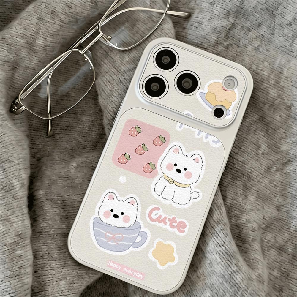Strawberry White Dog Light Powder cho trường hợp iPhone 17promax 161514plus 1312pro