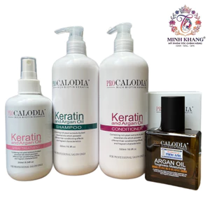 Combo dầu gội, xịt dưỡng và tinh dầu Keratin Calodia 500mlx2/250ml/55ml [ MK ]