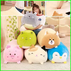 PS1 Nằm Lợn Mèo Động Vật Sang Trọng Búp Bê Nhồi Bông Đồ Chơi Đệm Huggable Ném Gối Dễ Thương Trẻ Em Quà Tặng SP1