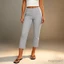 MAPLEPOET-Nữ Slim Fit Capri Quần cạp cao bên xẻ viền mềm mại co giãn cho thường ngày