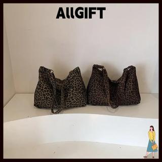 Túi đeo vai nữ ALLGIFT, Túi đeo chéo công suất lớn dệt mềm, Túi in da báo có dây đeo có thể điều chỉnh kiểu cổ điển