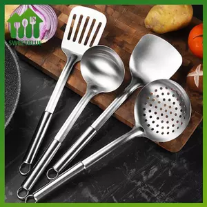 SWEET 5 Cái Dụng Cụ Nấu Ăn Nhà Bếp Bộ Xẻng Inox Thìa Canh Thìa Dụng Cụ Ăn Dụng Cụ Nấu Ăn Tiện Ích Nhà Bếp n