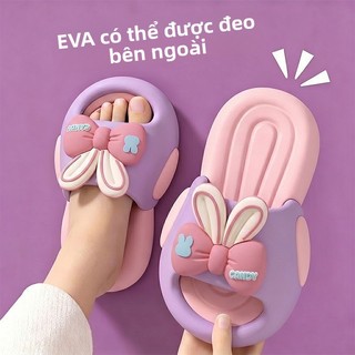 Dép lê thỏ nơ cho bé gái - Dép EVA đế dày chống trượt, đi trong nhà và ngoài trời mùa hè