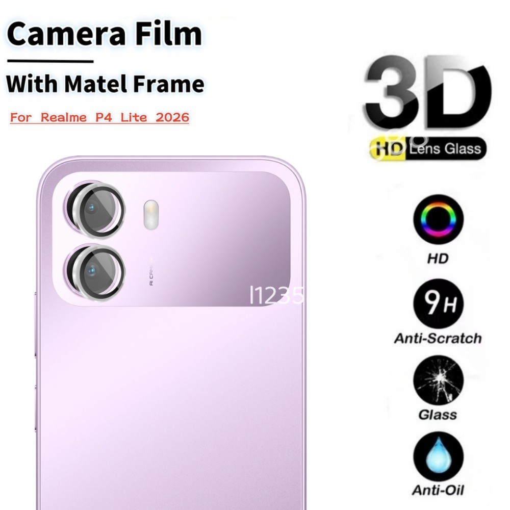 Phim Máy Ảnh Cho Realme P4 Lite RealmeP4Lite P4Lite P4x 4G 5G Bảo Vệ Ống Kính Máy Ảnh Hợp Kim Nhôm Kim Loại Kính Cường Lực Vòng Kim Loại HD Ống Kính Bảo Vệ Phim