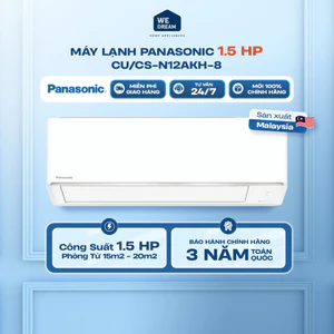 Máy Lạnh Panasonic 1.5 HP CU/CS-N12AKH-8 | Làm Lạnh Nhanh Powerful | Hàng Chính Hãng