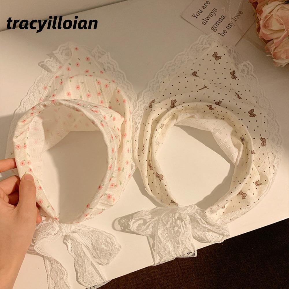 Băng đô khăn quàng cổ tam giác TRACELIOIAN, Băng đô xếp hình tam giác phong cách Pháp hoa, Băng đô chống nắng thời trang Ren chống nắng Headwrap Girls