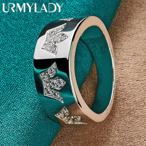 URMYLADY Bạc 925 Vương Miện Zircon 7-10 # Nhẫn Nữ Tiệc Cưới Thời Trang Quyến Rũ Trang Sức