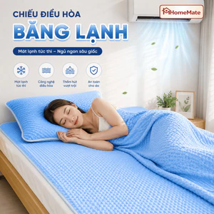 Chiếu Điều Hòa Băng Lạnh HomeMate Vải Ice Silk Thoáng Khí, Ga Trải Giường Mát Lạnh Chống Bám Bẩn Kèm Vỏ Gối
