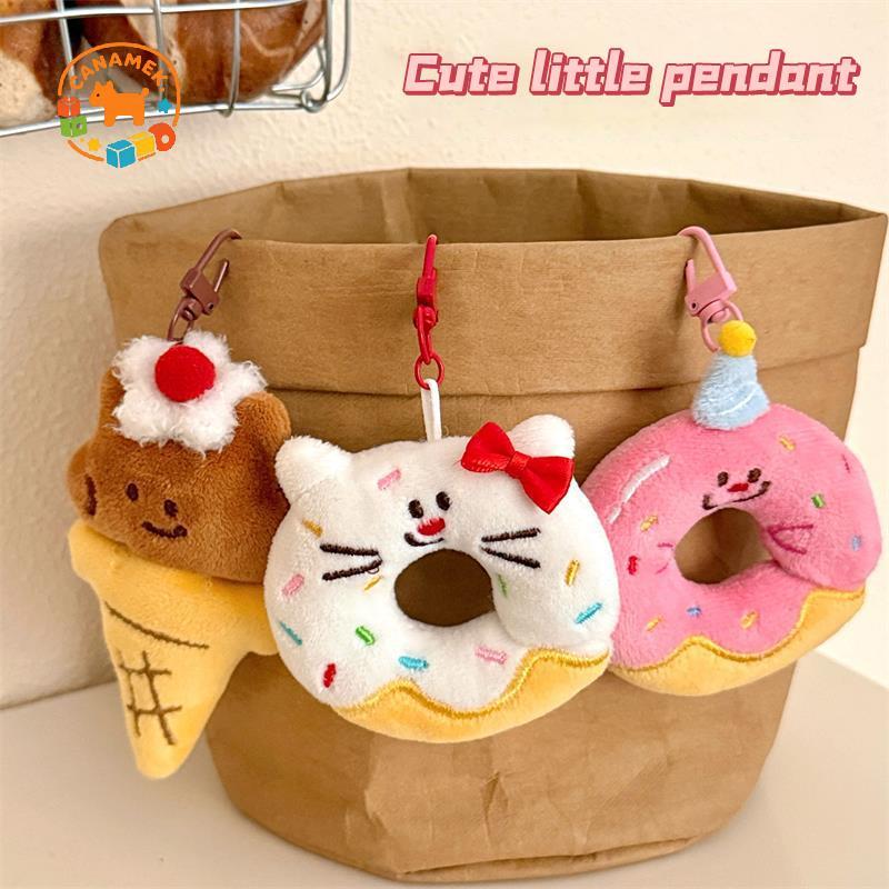 CANAMEK Sáng Tạo Dễ Thương Donut Động Vật Sang Trọng Đồ Chơi Nhồi Bông Mềm Móc Khóa Mặt Dây Chuyền Hoạt Hình Túi Charm Bapa Treo Đồ Trang Trí Móc Khóa Ô Tô Quà Tặng CSF