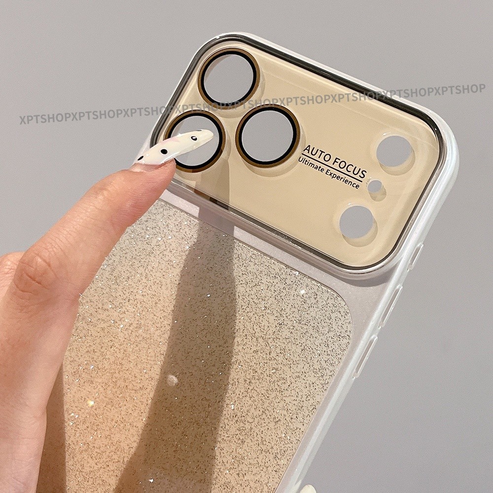 Ốp điện thoại bảo vệ Camera Acrylic lấp lánh Halation cho iPhone 17 Pro Max 16 15 14 Vỏ bảo vệ chống sốc