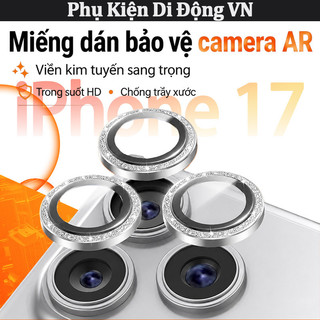 Kính camera iPhone từng mắt kính cường lực viền kim loại lấp lánh chống trầy cho iPhone 17 Air 16 15 14 13 12 11 Pro Max