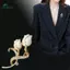 Springevenstar Tinh Tế Men Tulip Thổ Cẩm Nữ Trâm Cài Pha Lê Kim Cương Giả Chân Quần Áo Áo Cao Cấp Trang Sức Thời Trang Cô Gái Quà Tặng Springevenstar