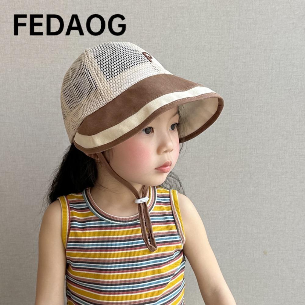 Mũ chống nắng FEDAOG, Mũ lưới thoáng khí cho bé ngư dân, Mũ che nắng cỡ lớn chữ thời trang