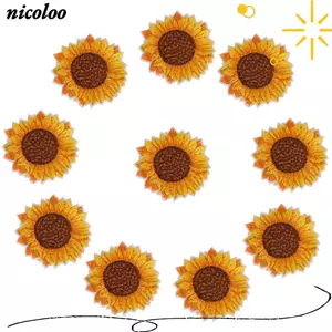 NICOLOO 20 Miếng Dán Thêu Hoa Hướng Dương, DIY Craft Màu Vàng Hoa Hướng Dương Thêu Miếng Dán, Thủ Công Thêu Phụ Kiện May Trên Miếng Dán Trang Trí Quần Áo