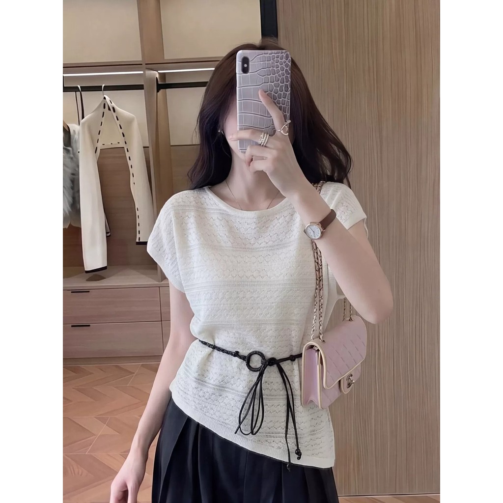 SUXI Hàng dệt kim thông thường màu trơn giản dị dành cho nữ mùa hè mới 260522