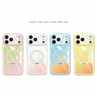 Màu Gradient Xoay 360 Độ Điện Thoại Đứng Ốp Lưng Cho iPhone 17Promax 17Pro 12 13 14 15 16 Pro Max 15Plus 11 Chống Sốc Bảo Vệ Toàn Diện Nữ Vỏ Di Động