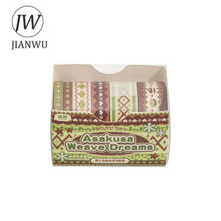 JIANWU Fair Isle Story Series Vintage Dệt Họa Tiết Phong Cảnh Chất Liệu Cắt Băng Washi Bộ Sáng Tạo DIY Tạp Chí Văn Phòng Phẩm