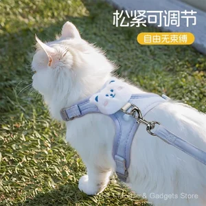 Dây kéo cho mèo Chống vỡ Đi chơi chuyên dụng Phong cách Vest Dây đeo ngực Sữa nhỏ Mèo Influencer Đi bộ Dây xích có thể điều chỉnh