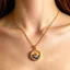 Vòng cổ mặt dây chuyền Zircon biển Sunrise - Men mạ vàng tròn Zircon - Có thể điều chỉnh 41-50cm 5g Unisex