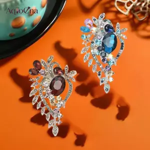 AqToCna Thời Trang Kim Cương Giả Pha Lê Cây Lá Thổ Cẩm Dành Cho Nữ Quần Áo Áo Trang Sức Phụ Kiện Quà Tặng AqToCna
