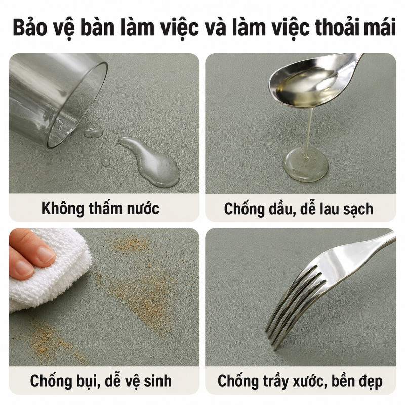Tấm Trải Bàn Da PU Chống Thấm Nước, Thảm Trải Bàn Học Sinh Chống Trượt Bảo Vệ Mặt Bàn Hiện Đại