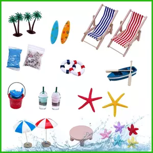 Nhà búp bê thu nhỏ Đồ đi biển DIY Cảnh bên bờ biển Đồ trang trí nhà búp bê Mini Zen Garden Trang trí bãi biển saixit2vn