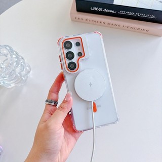 Từ Tính Trong Suốt Cho Samsung Galaxy S26 S25 S24 Ultra Plus S25 FE A57 A56 A26 A36 Ốp Lưng Có Ống Kính Phim Bao Dây Đứng