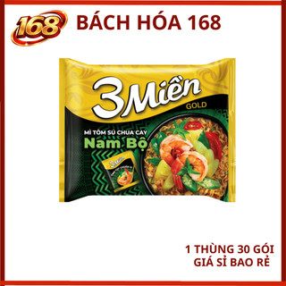 Thùng 30 gói - Mì 3 Miền Gold TÔM SÚ CHUA CAY NAM BỘ 75g
