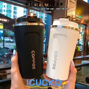 Cốc cà phê ICUCKO, Cốc giữ nhiệt du lịch thiết kế chống rò rỉ cách nhiệt, Bình nước nóng lạnh bằng thép không gỉ đơn giản 380ml / 510ml dành cho trẻ em