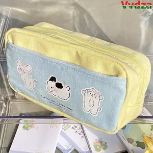 Văn phòng phẩm VVDZA, Túi bút chì dây kéo đa chức năng in hình chó con, Túi đựng mỹ phẩm dung lượng lớn chất lượng cao Đồ dùng học tập dành cho học sinh