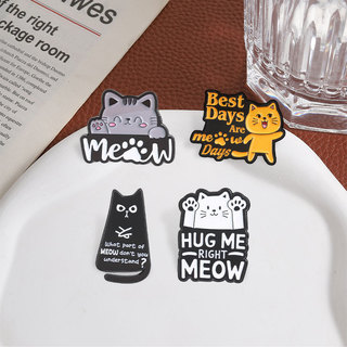 Hoạt Hình Dễ Thương Mèo Men Trâm ‘ Những Ngày Tốt Nhất Ôm Tôi Phải Meow ’ Văn Bản Huy Hiệu Kim Loại Ba Lô Quần Áo Phụ Kiện Quà Tặng Cho Những Người Yêu Mèo