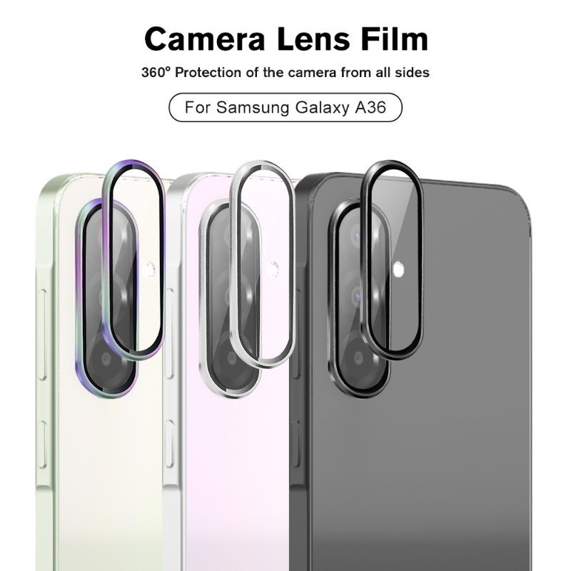 Ốp bảo vệ mặt sau, kính cường lực cho Samsung Galaxy A36/A56/A26, viền hợp kim nhôm, nắp kính bảo vệ ống kính camera