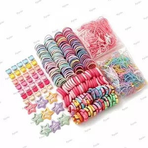 PYCOU 875 Chiếc Bộ Phụ Kiện Tóc Trẻ Em, Dây Buộc Tóc Dễ Thương Nhiều Màu Sắc, Thời Trang Đàn Hồi Ngọt Ngào Đuôi Ngựa Giá Đỡ Cho Bé Gái