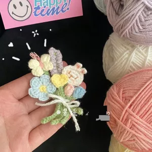 Len dệt tay Hoạt hình Móc dễ thương Mini Bó hoa nhỏ Dây treo Quà tặng hoàn thiện Bó hoa móc