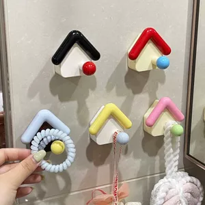 Hàng sẵn có Macaron House Móc thủng Không chịu lực mạnh Móc dính Ký túc xá Phòng ngủ gia đình Phòng tắm Giá để đồ treo tường