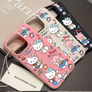 Ốp lưng iPhone hình bánh Hello Kitty Họa tiết da mềm chống sốc chất lượng cao - iP 11/12/13/14/15/16/17/Plus/Pro/Max/Air