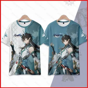 YB1 Honkai: Star Rail Áo 3D Áo Sơ Mi Cosplay Imbitor Lunae Anime Unisex Tee Tay Ngắn Top Dan Heng Casual Plus S