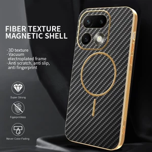 Ốp Điện Thoại Từ Tính Bằng Sợi Carbon Họa Tiết Cho Realme 16 16 Pro Plus 15X 15T 15 Pro 14 12 12X 5G Khung Mạ Vỏ Chống Sốc