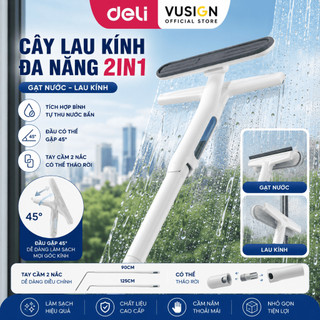 Cây Lau Kính Thông Minh Deli 2 Trong 1 - Gạt Nước Thu Nước Bẩn, Có Thể Tháo Rời, Cán Nhôm Độ Dài Linh Hoạt