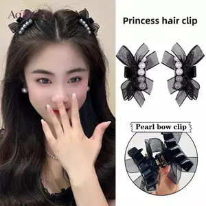AqToCna Ngọc Trai Ngọt Nơ Lưới Kẹp Tóc Nhỏ Kẹp Tóc Hairgrip Cho Bé Gái Nữ Nơ Barrette Mũ Phụ Kiện Tóc AqToCna