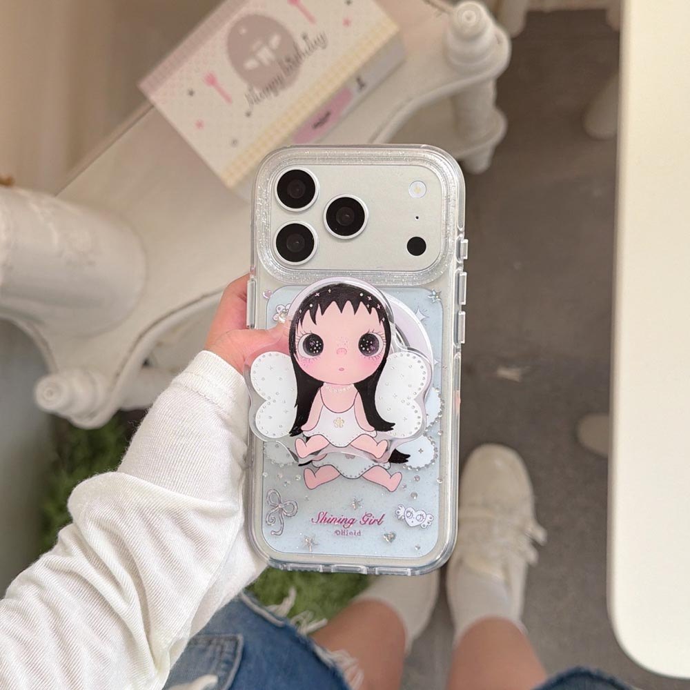 Ốp lưng cứng trong suốt Tương thích với iPhone 13 14 14Pro 14ProMax 15 15Pro 15ProMax 16 16Pro 16ProMax 17 17Pro 17ProMax Angel Xiaoyu Pattern Magnet Case