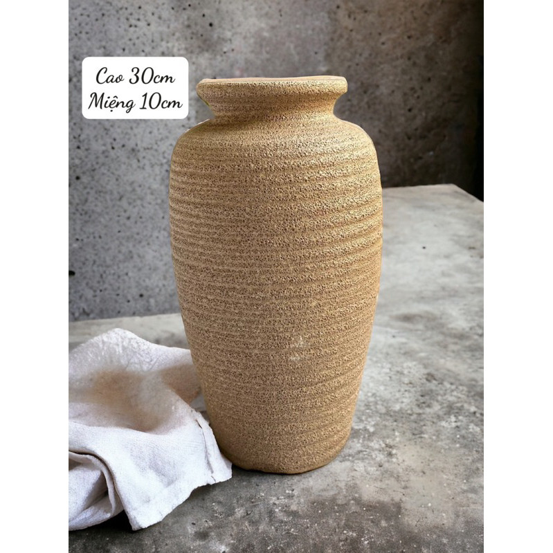 Bình Gốm Cắm Hoa Lọ Hoa Trang Trí Nhà Đẹp, Decor Nội Thất Phòng Khách Men Atlantis  - Gốm Bát Tràng
