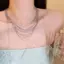 LUImo Thời Trang Nhiều Lớp sel Nelace Ánh Sáng Sang Trọng Màu Bạc Hợp Kim Xương Đòn Dây Xích Dành Cho Nữ Hợp Thời Trang Trang Trang Sức Quà Tặng SBS