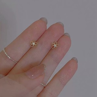 S925 Bạc Kim Bông Tai Hoa Thời Trang Đơn Giản Nữ Trang Sức Quà Tặng Hàng Ngày