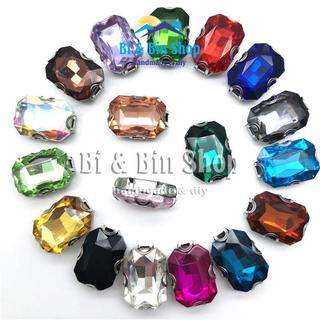 2 Viên Đá Đế Chữ Nhật 18x25mm Đính Kết Trang Phục, Làm Phụ Kiện Thời Trang, Trang Trí Vương Miện