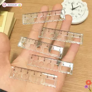 BEABOUT 1 Thước Thẳng, Túi Có Thước Mini Wave Line, Dụng Cụ Đo Vẽ Di Động Trong Suốt Thước Trường Học Văn Phòng